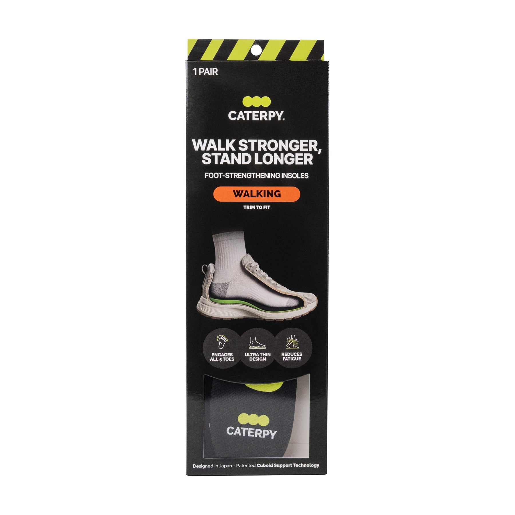 Caterpy Cuboid Support Insoles in retail packaging